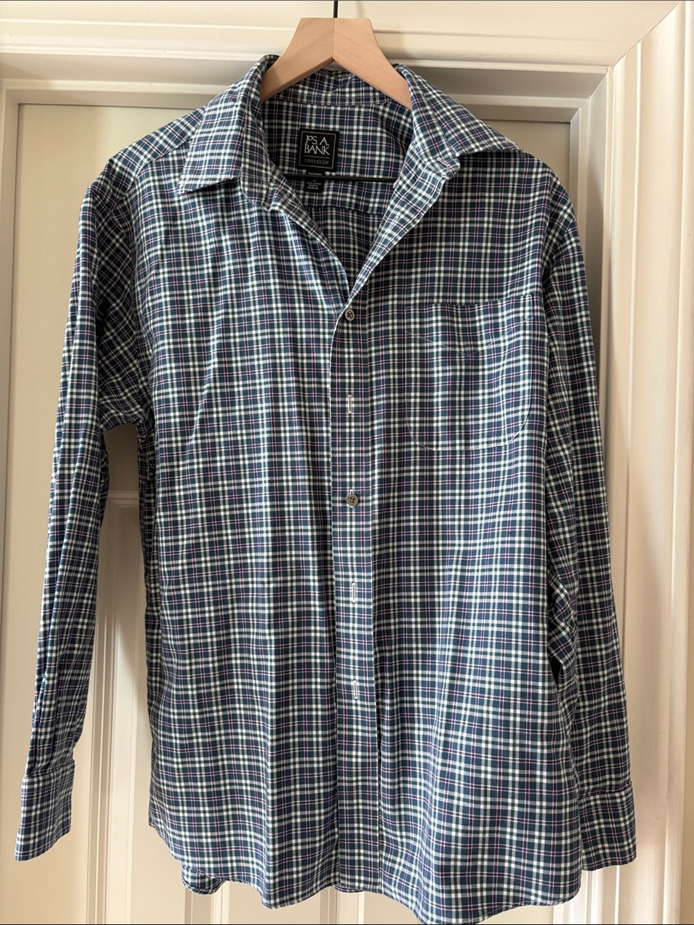 Jos. A. Bank Men's Blue Plaid Button-Up Shirt